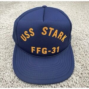 USS Stark FFG-31 Hat Snapback Navy Gold Letters Mesh Back Foam Cobra Trucker Cap